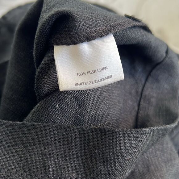 Eileen Fisher Wide Leg Cropped Pants 100% Irish Linen Black Size M - Picture 11 of 12